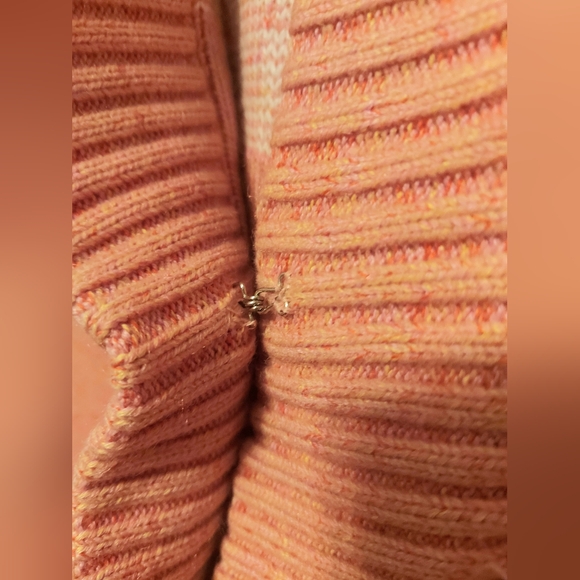 Vintage 70's Coral heavy knit cardigan Fair Isle print pointed hood thick warm - Picture 6 of 8